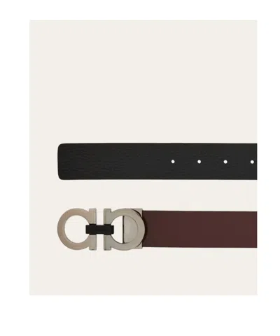 Ferragamo Reversible And Adjustable Gancini Belt In Brown