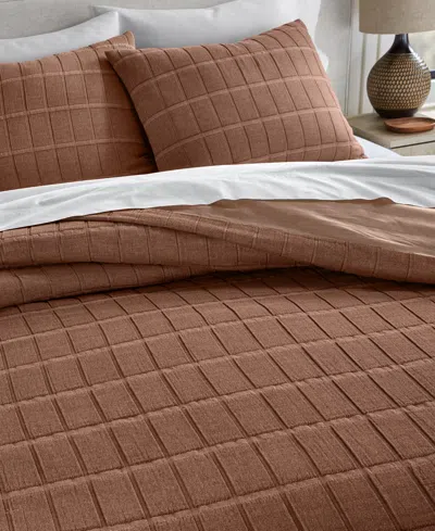 Oake Textured Check 3-pc. Comforter Set, King, Exclusively For Macy's In Brown