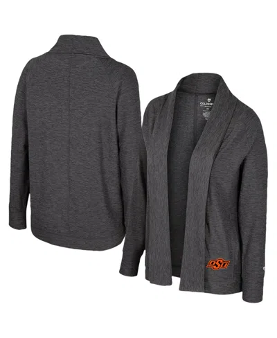 Colosseum Women's Charcoal Wisconsin Badgersâ Dash Cardigan In Black