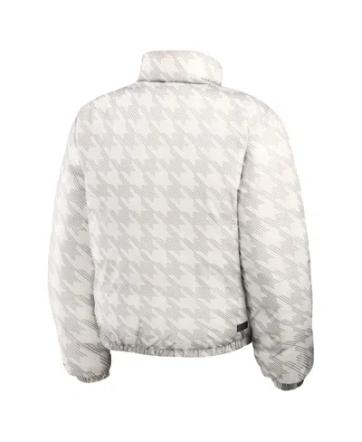 Wear By Erin Andrews Women's Brown/white Cleveland Browns Reversible Cropped Full-zip Puffer Jacket In Multi