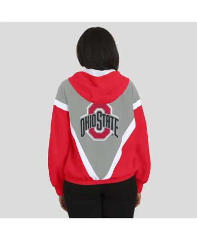 Wear By Erin Andrews Women's Scarlet/gray Ohio State Buckeyes Color Block Full-zip Windbreaker Jacket In Multi