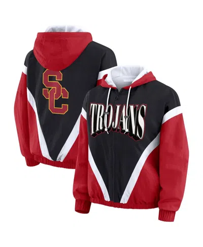 Wear By Erin Andrews Women's Cardinal/black Usc Trojans Color Block Full-zip Windbreaker Jacket In Multi
