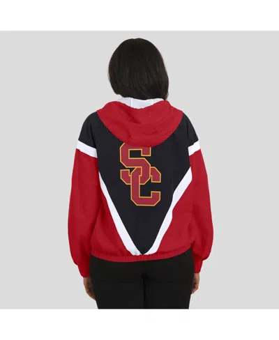 Wear By Erin Andrews Women's Cardinal/black Usc Trojans Color Block Full-zip Windbreaker Jacket In Multi