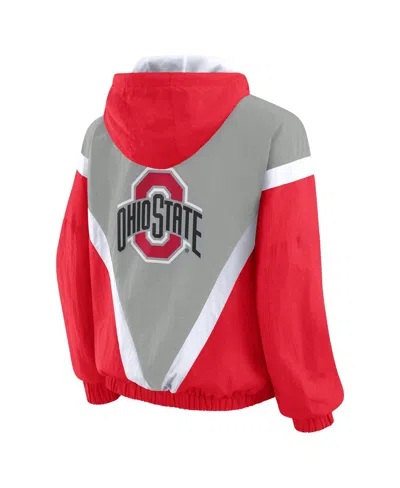 Wear By Erin Andrews Women's Scarlet/gray Ohio State Buckeyes Color Block Full-zip Windbreaker Jacket In Multi