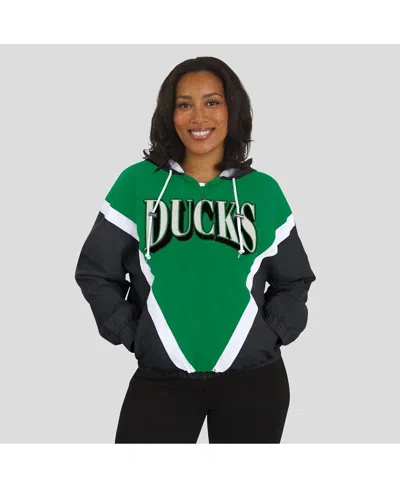 Wear By Erin Andrews Women's Green/black Oregon Ducks Color Block Full-zip Windbreaker Jacket In Multi