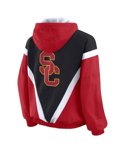 Wear By Erin Andrews Women's Cardinal/black Usc Trojans Color Block Full-zip Windbreaker Jacket In Multi