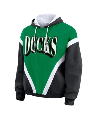 Wear By Erin Andrews Women's Green/black Oregon Ducks Color Block Full-zip Windbreaker Jacket In Multi
