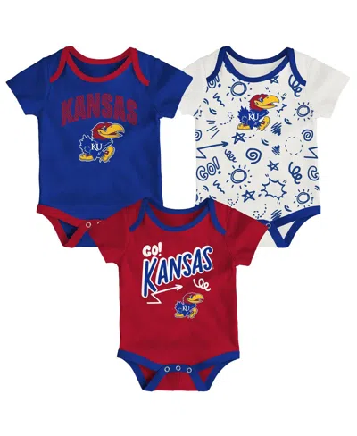 Outerstuff Baby Boys And Girls 3-pack Kansas Jayhawks All Day Play Bodysuit Set In Multi