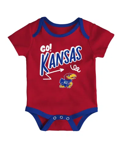 Outerstuff Baby Boys And Girls 3-pack Kansas Jayhawks All Day Play Bodysuit Set In Multi