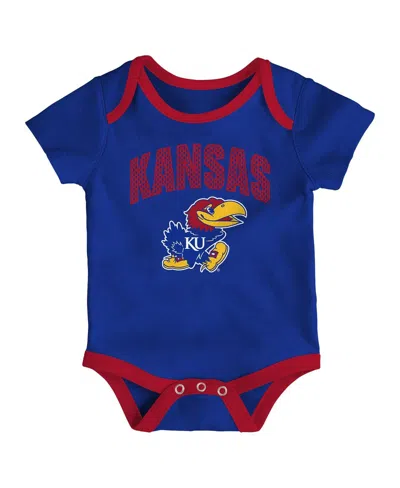 Outerstuff Baby Boys And Girls 3-pack Kansas Jayhawks All Day Play Bodysuit Set In Multi