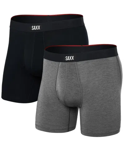 Saxx Vibe Super Soft Boxer Brief Two-pack In Black/grey In Multi