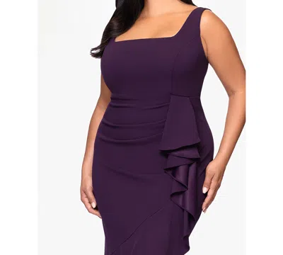 Betsy & Adam Plus Size Ruffle Detail Maxi Dress In Animal Print