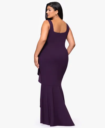 Betsy & Adam Plus Size Ruffle Detail Maxi Dress In Animal Print