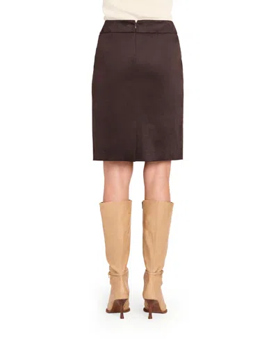 Tahari Asl Petite Suede Knee-length Pencil Skirt In Brown