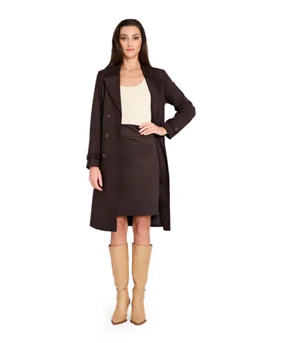 Tahari Asl Petite Suede Knee-length Pencil Skirt In Brown