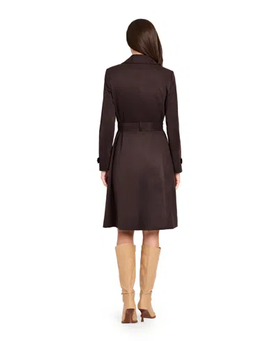 Tahari Asl Women's Suede Long Sleeve Trench Coat In Brown