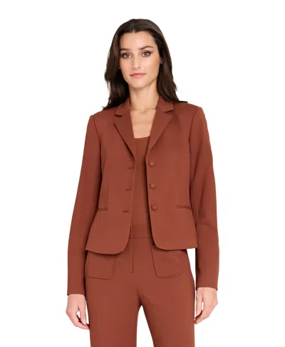Tahari Asl Women's Notch Collar Short Jacket In Brown