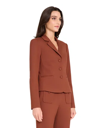 Tahari Asl Women's Notch Collar Short Jacket In Brown