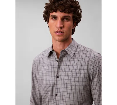 Calvin Klein Men's Plaid Slim Button-down Shirt In Gray