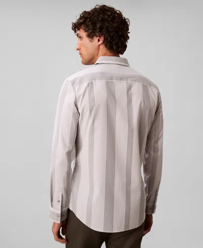 Calvin Klein Men's Yarn-dyed Stripe Supima Stretch Slim Shirt In Gray