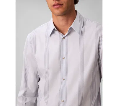 Calvin Klein Men's Yarn-dyed Stripe Supima Stretch Slim Shirt In Gray