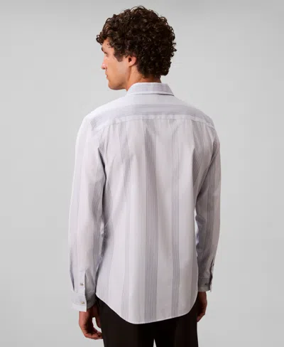 Calvin Klein Men's Yarn-dyed Stripe Supima Stretch Slim Shirt In Gray