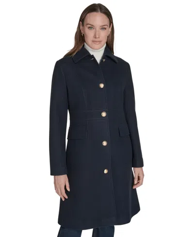 Tommy Hilfiger Women's Single-breasted Coat, Created For Macy's In Blue