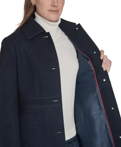 Tommy Hilfiger Women's Single-breasted Coat, Created For Macy's In Blue