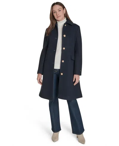Tommy Hilfiger Women's Single-breasted Coat, Created For Macy's In Blue