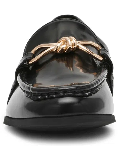 Anne Klein Korrie Womens Buckle Man Made Loafers In Black
