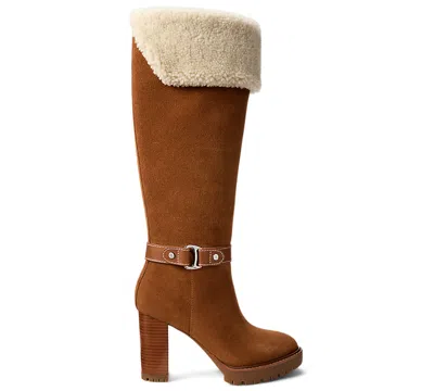 Ralph Lauren Women's Tasha Suede & Shearling Tall Heel Boot In Multi