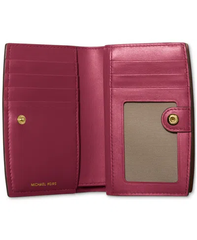 Michael Kors Bryant Leather Zip Around Wallet In Pink