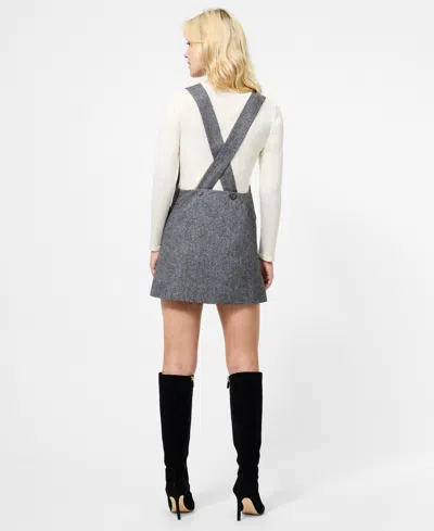 French Connection V-neck Wool Blend Apron Minidress In Gray