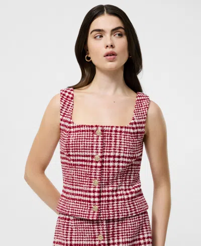 French Connection Brushed Houndstooth Sleeveless Top  Tops In Red