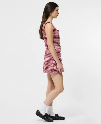 French Connection Brushed Houndstooth Sleeveless Top  Tops In Red