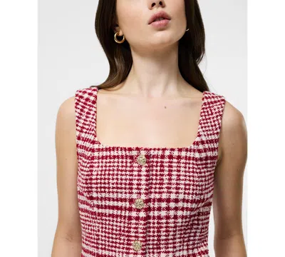 French Connection Brushed Houndstooth Sleeveless Top  Tops In Red
