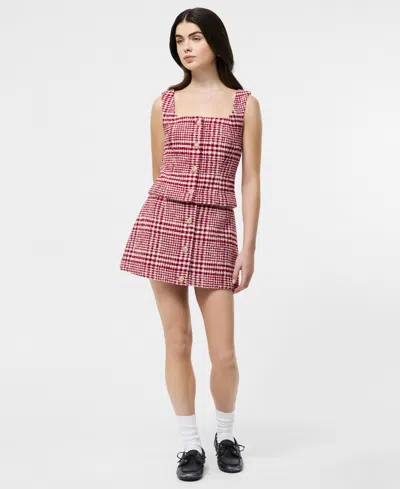 French Connection Brushed Houndstooth Sleeveless Top  Tops In Red