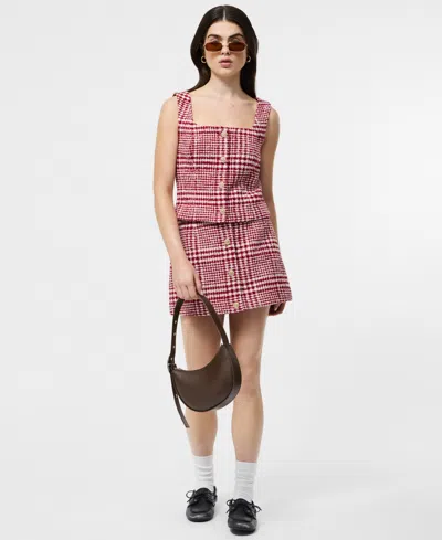 French Connection Brushed Houndstooth Sleeveless Top  Tops In Red