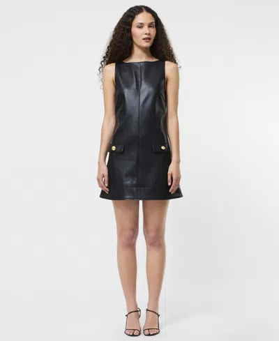 French Connection Dessa Faux Leather Mini Dress In Black