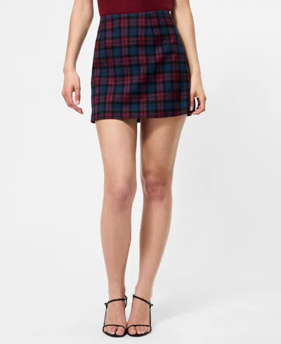 French Connection Melba Plaid Suiting Mini Skirt In Black