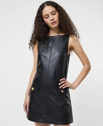French Connection Dessa Faux Leather Mini Dress In Black