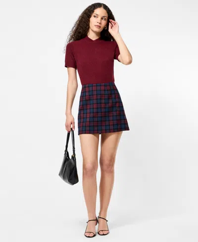 French Connection Melba Plaid Suiting Mini Skirt In Black