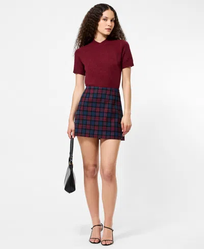 French Connection Melba Plaid Suiting Mini Skirt In Black