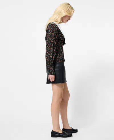 French Connection Yasmin Collared Crepe Top In Black