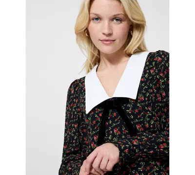 French Connection Yasmin Collared Crepe Top In Black