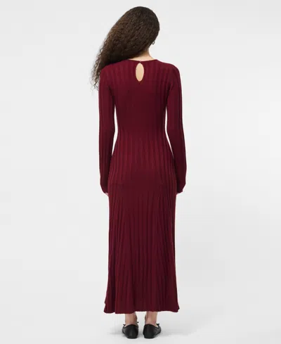 French Connection Long Sleeve Rib Maxi Sweater Dress In Burgundy