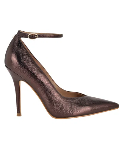 Guess Women's Napril Ankle Strap Stiletto Dress Pumps In Brown