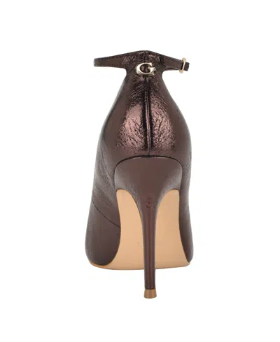 Guess Women's Napril Ankle Strap Stiletto Dress Pumps In Brown