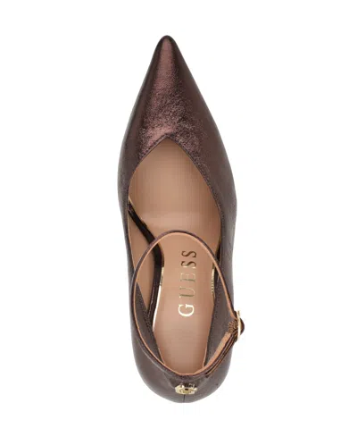 Guess Women's Napril Ankle Strap Stiletto Dress Pumps In Brown
