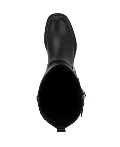 Guess Women's Lynnie Tall Buckle Moto Lug Sole Boots In Black